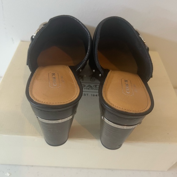 Coach Black Chunky Heel Mules 3 inch heel - Picture 3 of 6